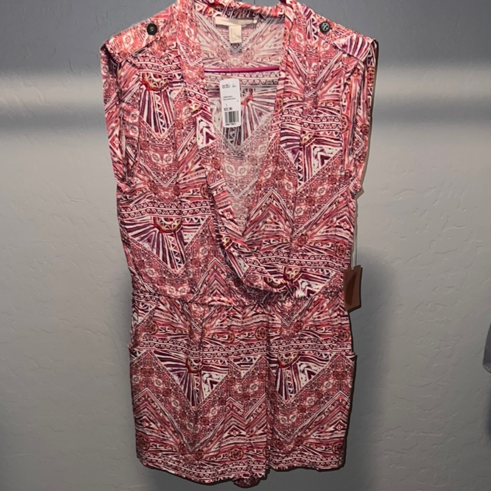 Forever 21 Pink Patterned Sleeveless Romper